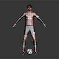 Professional Football Player Wearing Red And Black Striped Jersey Number 22 With Soccer Ball