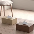 Two Different Colors Wooden Tissue Boxes On Wooden Table With Minimalist Design