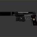 Modern Tactical Pistol with Black Barrel Red Grip Metallic Components and Sleek Design