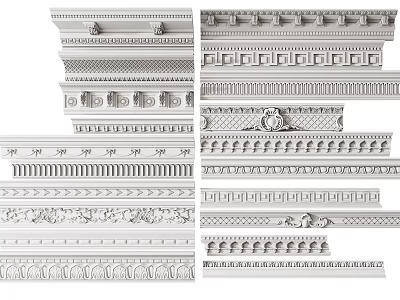 Crown Molding With Various Decorative Designs Ornate Patterns And Intricate Textures 3d model