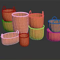 Orange Woven Storage Baskets with Multiple Sizes and Various Shapes for Household Use 3d model