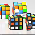 Colorful Geometric Rubik's Cube Decorative Ornament Set For Home Tabletop