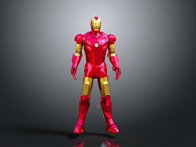 Iron Man Action Figure Red And Gold Armor Standing Pose With Detailed Design 3d model
