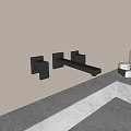 Sleek Black Wall Mounted Faucet in Bathroom with Marble Sink and Toiletries Accessories