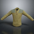 Yellow Knitted Sweater With Gray Shoulder Panel And Button Front Design