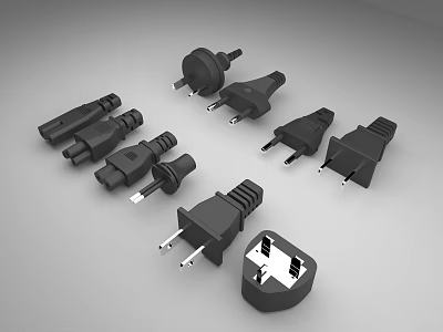 Modern Switch Panel With Various Plug And Socket Designs In Black Color 3d model
