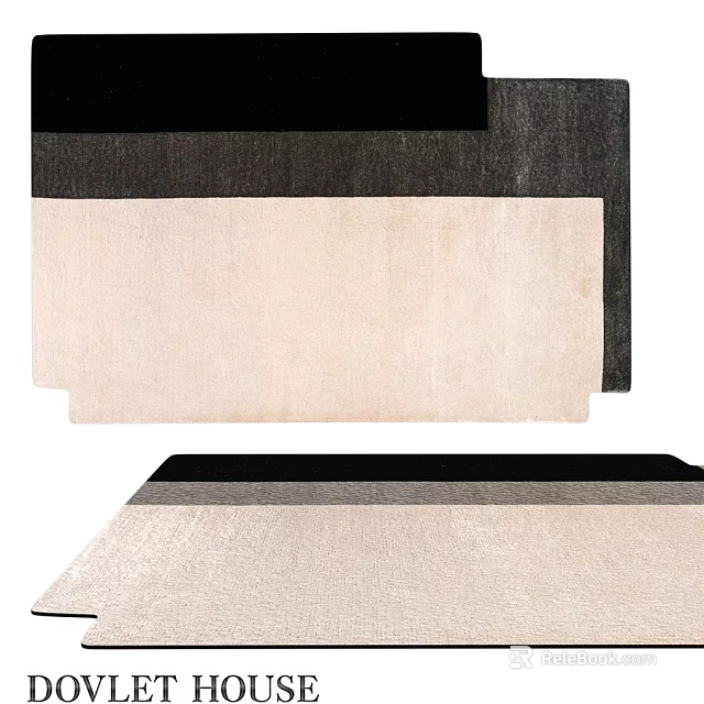 Modern Square Rugs With Black Gray Beige Tones And Minimalist Style 3d model 