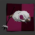 3D Character Model With Pink Hair Black Outfit And Spiked Weapon On Pink Platform