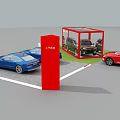 SAIC Audi Car Display With Blue Sedan And SUV Models In Parking Area