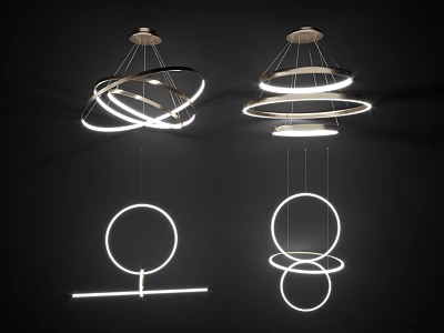 Modern Contemporary Pendant Light Designs With Circular Rings And Hanging Geometric Structures 3d model