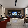 Modern Hotel Lobby Interior With Marble Flooring Reception Desk And Pendant Lights