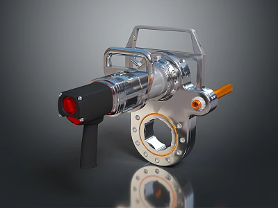 Professional Silver Hardware Tool With Black Handle Red Button Orange Component And Transparent Casing 3d model