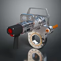 Professional Silver Hardware Tool With Black Handle Red Button Orange Component And Transparent Casing 3d model
