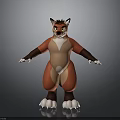 3D Rendered Anthropomorphic Fox Character With Orange And White Fur Standing Arms Outstretched