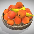 Wicker Basket Filled With Fresh Oranges And Yellow Bananas For Daily Use