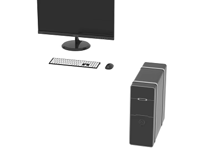 Complete Modern Desktop Computer Setup With Monitor Keyboard Mouse And Tower 3d model