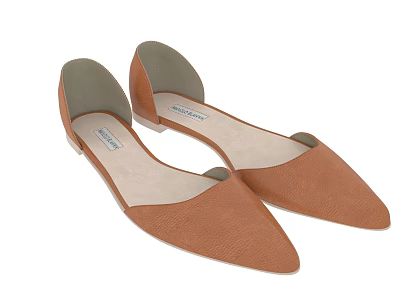 Light Brown DOrsay Flat Shoes For Women With Elegant Look 3d model