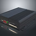 Black Industrial Electronic Device With Ribbed Surface Ports And Indicator Lights
