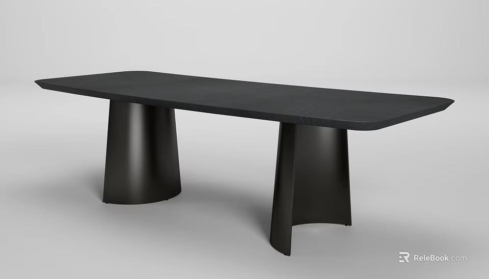 Modern Sleek Black Dining Table With Unique Sculptural Base And Contemporary Design 3d model 