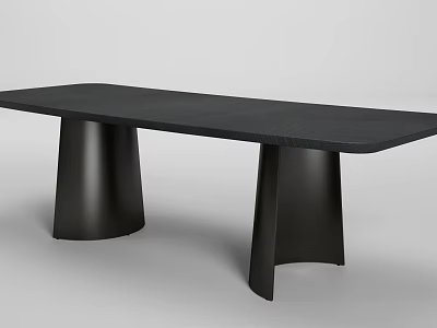 Modern Sleek Black Dining Table With Unique Sculptural Base And Contemporary Design 3d model