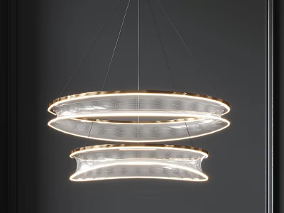 Modern Elegant Double Ring Chandelier with Illuminated Circular Layers Design 3d model