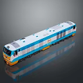 Modern Blue And White Train With Windows And Yellow Front Design 3d model