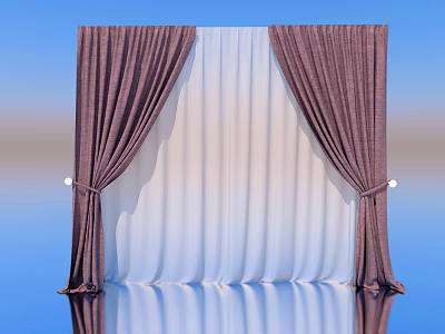 Curtain Screen Screen Double Open Curtain Fashion Curtain Screen Material Transparent Screen Curtain Medium-split Double Open Curtain Simple Curtain Home Curtain 3d model