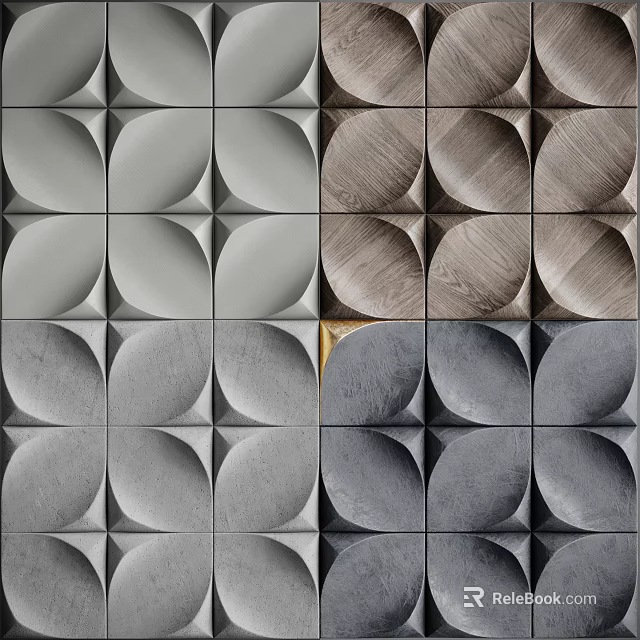 Geometric Wall Decor With Diverse Textures And Colors 3d model