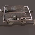 Old Rusty Railway Cart Placed On Metal Tracks With Stone Blocks