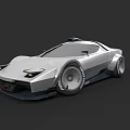 Futuristic Silver Sports Car With Sleek Aerodynamic Design And Large Wheels
