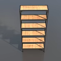 Contemporary Display Shelf With Black Metal Frame And Multiple Wooden Shelves