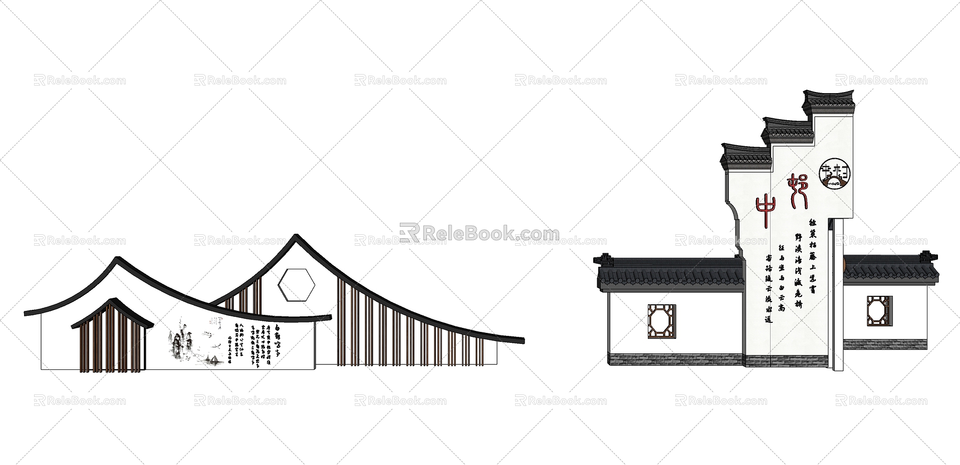 Chinese style landscape wall model