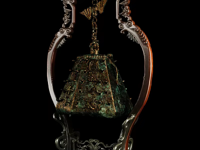 Antique Decorative Hanging Ornament With Ornate Frame Metallic Accents And Intricate Patterns 3d model