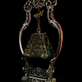 Antique Decorative Hanging Ornament With Ornate Frame Metallic Accents And Intricate Patterns