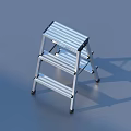 Silver Aluminum Three Step Folding Step Stool Portable for Home Use 3d model