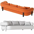 Orange Sofa With Multiple Orange Cushions And Black Legs Modern Design 3d model