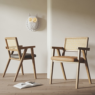 CASSINA rattan dining chair combination 3d model