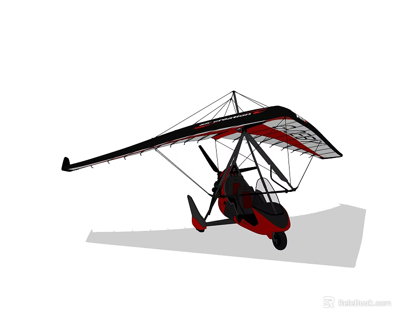 Smart Machine Hang Glider With Red Black Design And Wing Structure 3d model 