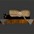 Gucci Sunglasses In Case On Floral Cloth And Wooden Base For Daily Use