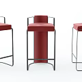 Modern Gray and Red Bar Stools With Metal Frame And Upholstered Seats