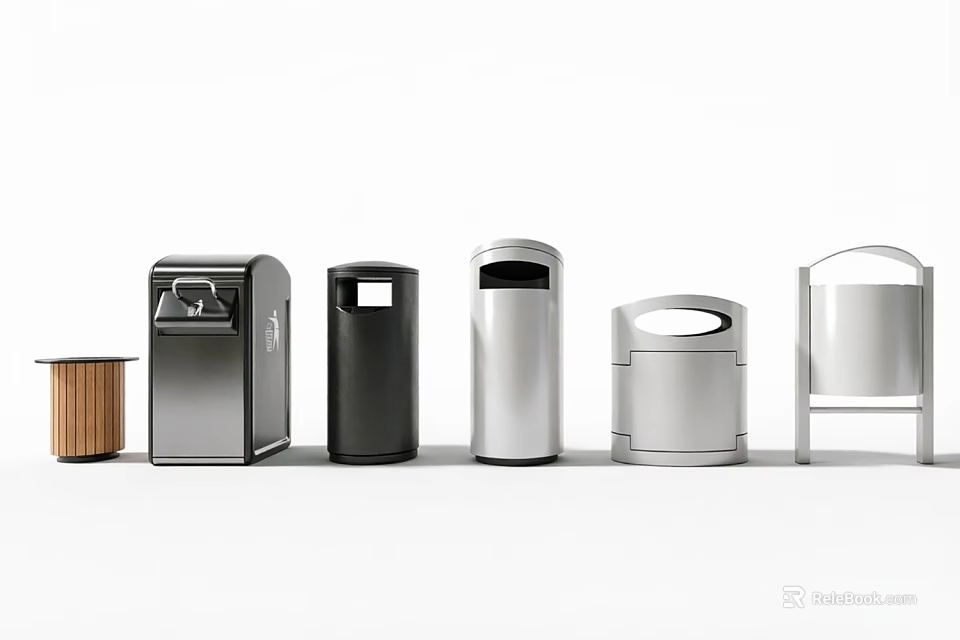 Public Facilities Modern Trash Bins With Various Designs And Materials For Urban Use 3d model 