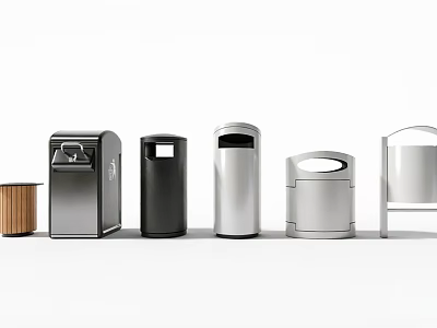 Public Facilities Modern Trash Bins With Various Designs And Materials For Urban Use 3d model