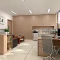 Modern Public Office Space With Open Workstations Blinds Windows Green Plants And Comfortable Sofa 3d model
