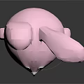 Pink Rabbit Toy 3D Model With Long Ears Round Face And Blush