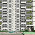 Modern High Rise Apartment Building Exterior Design With Balconies And Lush Greenery
