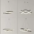 Modern Sleek Chandeliers with Curved Circular Designs Metallic Frames and LED Lighting 3d model