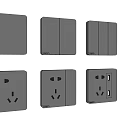 Modern Gray Switch Panels With Various Styles Sockets And Sleek Design 3d model