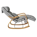 Gray Electric Rocking Recliner Chair With Wooden Arms Plush Upholstery And Integrated Footrest