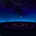 Starry Cosmic Space Background With Blue Nebula And Purple Rings Around Planets