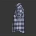 Casual Short Sleeve Plaid Shirt With Blue Red White Check And Chest Pocket Design
